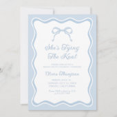 花嫁がまもなく！青いリボンお別れパーティー 招待状 (正面)