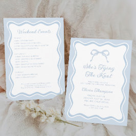 花嫁がまもなく！青いリボンお別れパーティー 招待状
