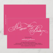 花嫁がやってくる - ピンクのブライダルシャワー招待状 招待状 (正面/裏面)