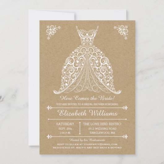 花嫁がやってくる！ ブライズシャワー 招待状 (正面)