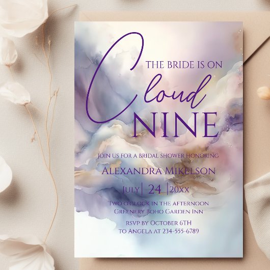 花嫁がクラウドナインのバチェロレッテ週末パーティー 招待状