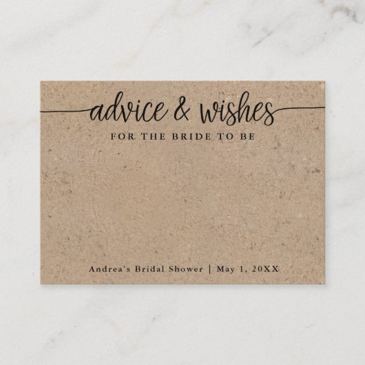 花嫁がクラフトアドバイスカードになることを願う エンクロージャーカード (正面)