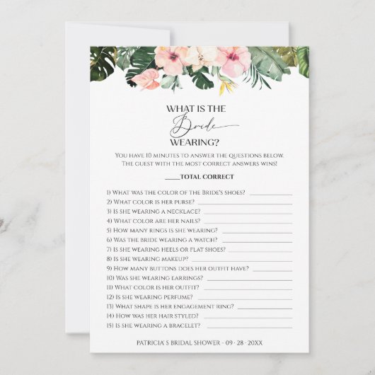 花嫁がゲームのトロピカルカードを着ているとは 招待状 (正面)