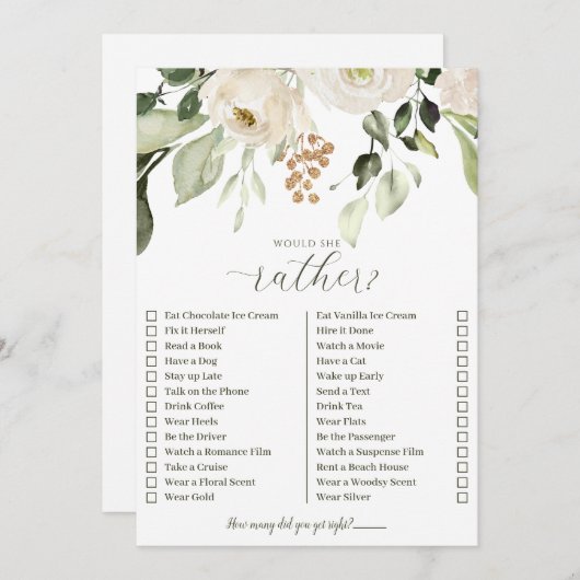 花嫁がシャワー最高ののゲームをするとは誰も知らない 招待状 (正面/裏面)