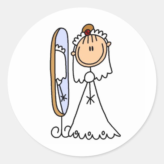 花嫁がステッカーの準備結婚をする ラウンドシール (正面)