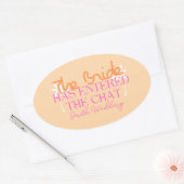 花嫁がチャットピンクバチェロレッテに入った 楕円形シール (封筒)