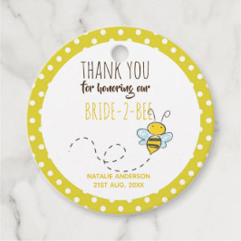 花嫁がハチになるキュートなイエローポルカドット ブライダルシャワー フェイバータグ