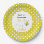 花嫁がハチになるキュートなイエローポルカドット ブライダルシャワー ペーパープレート (正面)
