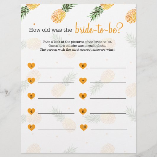 花嫁がパイナップルのシャワーゲームをするのは何歳だった (正面)