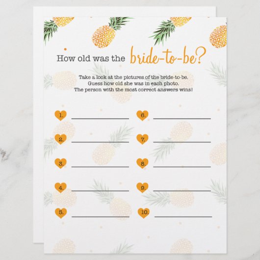 花嫁がパイナップルのシャワーゲームをするのは何歳だった (正面/裏面)