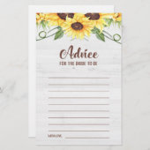 花嫁がヒマワリのシャワーカードになるアドバイス (正面/裏面)