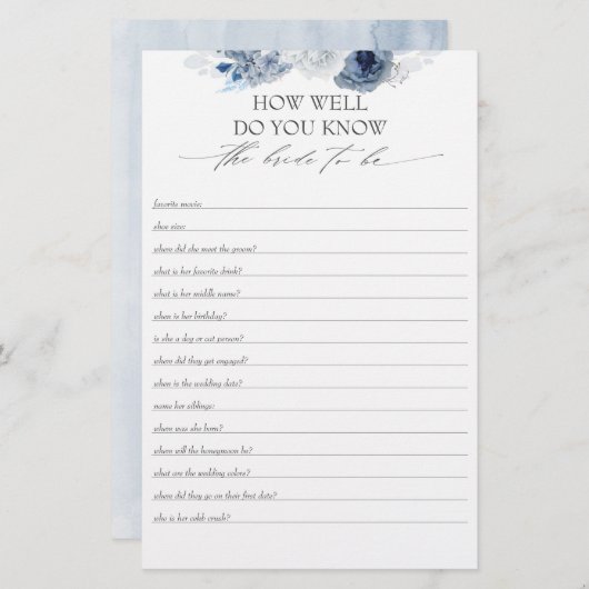 花嫁がブライダルシャワー (正面/裏面)