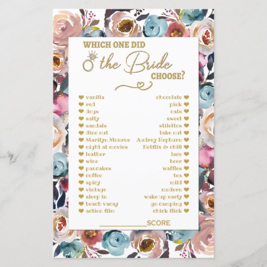 花嫁がブライダルシャワー・ゲームを選んだ (正面)