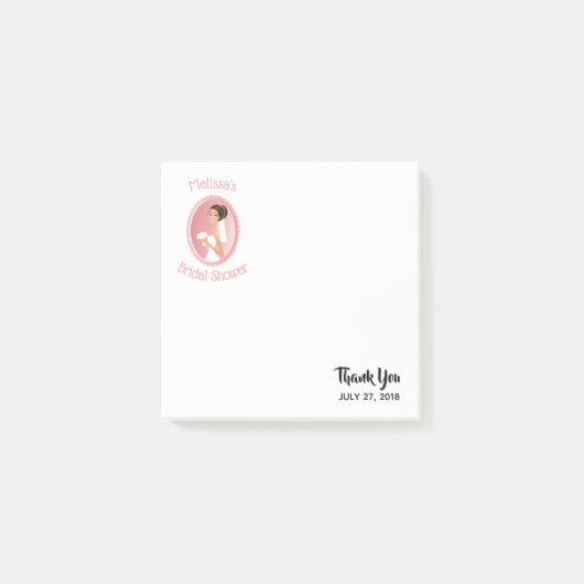 花嫁がベールに包まれブーケブライダルシャワー 感謝してい ポストイット (正面)