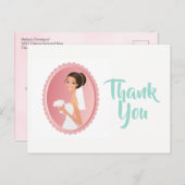 花嫁がベールに包まれブーケブライダルシャワー 感謝してい ポストカード (正面/裏面)