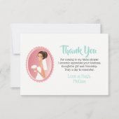 花嫁がベールに包まれブーケブライダルシャワー 感謝してい 招待状 (正面)