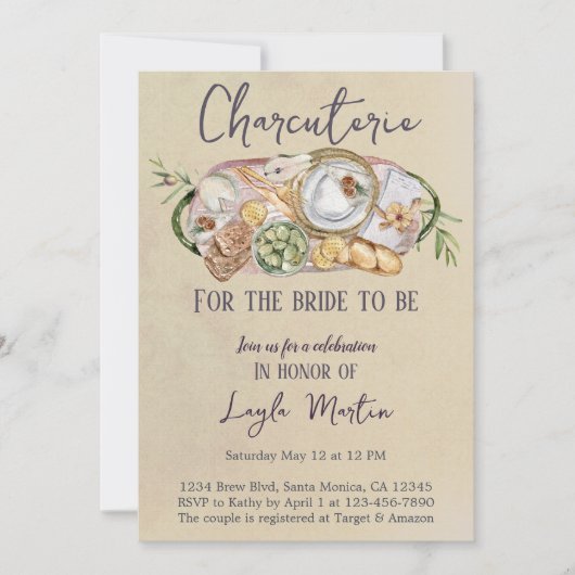 花嫁がボードになるチャルキュテリーパーティー 招待状 (正面)