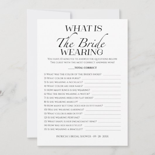 花嫁がミニマリストのゲームカードを着ているのは何か 招待状 (正面)