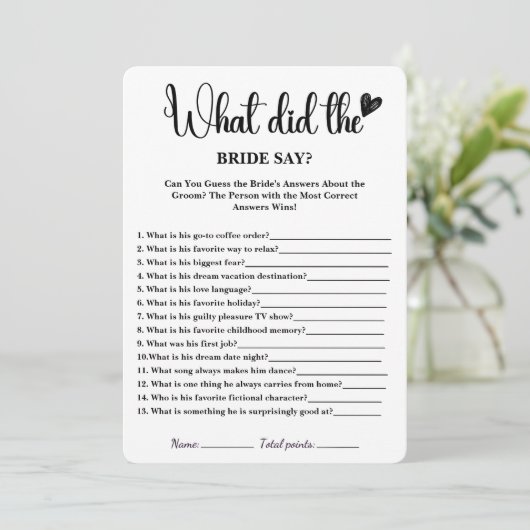 花嫁が何と言ったかブライダルシャワーエレガント 招待状 (スタンド正面)