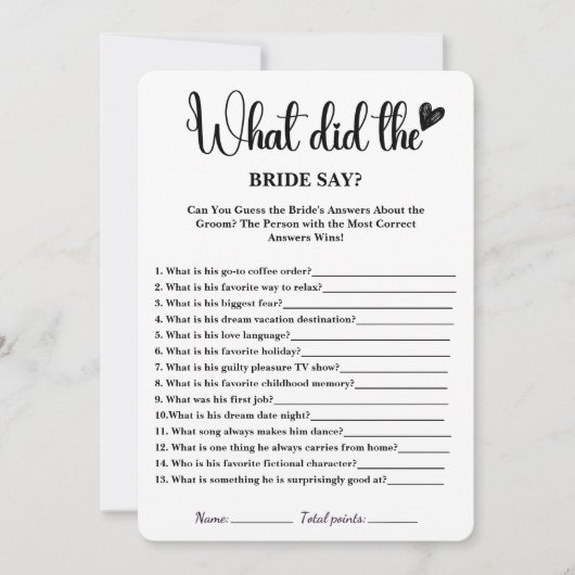 花嫁が何と言ったかブライダルシャワーエレガント 招待状 (正面)