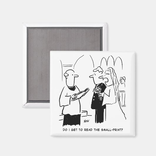 花嫁が契約書の細かい部分を確認したい カルタン マグネット (正面/裏面)