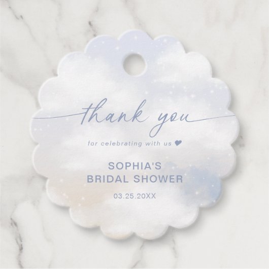 花嫁が極上の幸せを感じている ブライダルシャワーのお礼 フェイバータグ (正面)