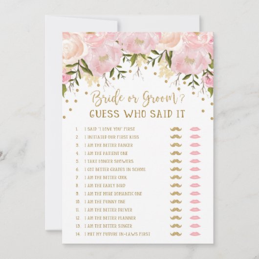 花嫁が言う 花婿が言う 結婚式前パーティ ゲーム (正面)