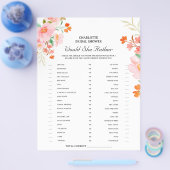 花嫁が選ぶ ブライダルシャワーゲーム フローラル チラシ (シングル)