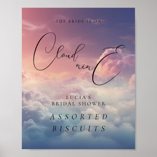 花嫁が雲に乗っている9ブライダルシャワー食品の看板 ポスター (正面)