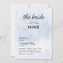 花嫁が雲の上にいる パステルブルーの女の子らしい結婚前のお祝い 招待状