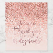 花嫁さんありがとう。フェイクバラ金ゴールドグリッター ワインラベル (シングルラベル)