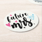 花嫁さんがブライダルシャワー結婚婚約 ラウンドペーパーコースター (アングル)