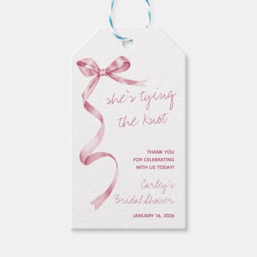 花嫁さんが結婚するよ！ 現代のブライズシャワー ギフトタグ (正面)