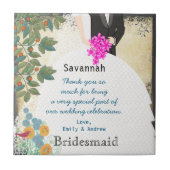 花嫁さんツリーの渦巻き形でガウンありがとう タイル (正面)