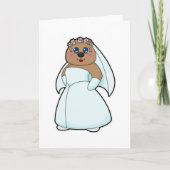 花嫁としてのクマと花のリース カード (正面)