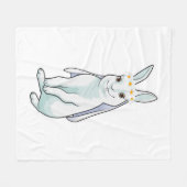 花嫁としてのバニーと花のリース フリースブランケット (正面(横))