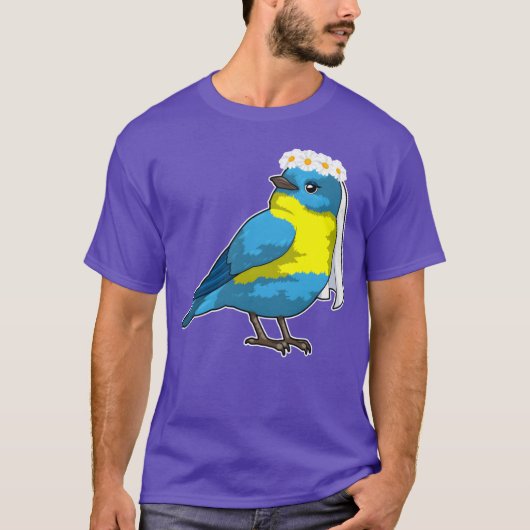 花嫁としての鳥と花のリースの女の子 Tシャツ (正面)