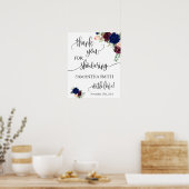 花嫁となる人を祝福してくれてありがとう ネイビー フラワー ポスター (キッチン)