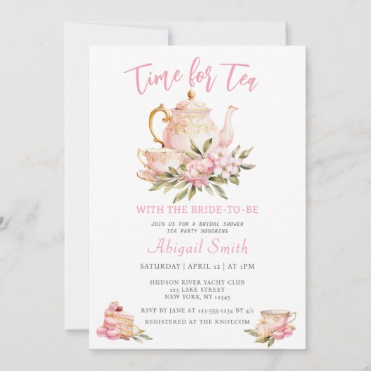 花嫁となる彼女のためのティータイム　ブライズシャワー 招待状 (正面)