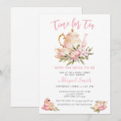 花嫁となる彼女のためのティータイム　ブライズシャワー 招待状 (正面/裏面)