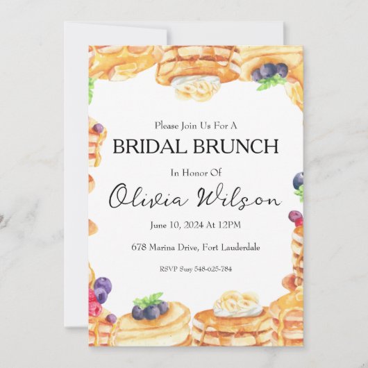 花嫁とのブランチ　結婚式前日 brunch with the bride  ブライダルブランチの招待 招待状 (正面)