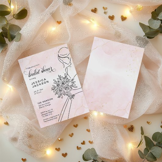 花嫁とほこりっぽいピンクの水色 招待状