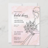 花嫁とほこりっぽいピンクの水色 招待状 (正面)