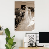 花嫁とアンティーク車 ポスター (ホームオフィス)