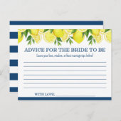 花嫁とビーのカードのレモンシャワーのためのアドバイス アドバイスカード (正面/裏面)