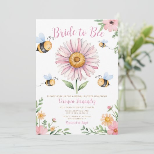 花嫁とビーブライダルシャワー彼女は彼女のハチミツを見つけた 招待状 (スタンド正面)