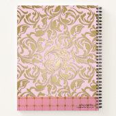 花嫁とピンクパーソナライズされたの金ゴールド ノートブック (裏面)