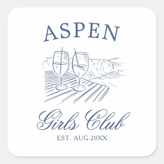 花嫁と一緒にスキー後のパーティー 週末のバチェラー スクエアシール (正面)