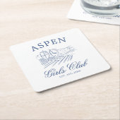 花嫁と一緒にスキー後のパーティー 週末の最後の夜 スクエアペーパーコースター (アングル)