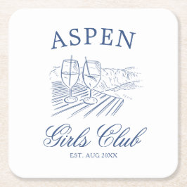 花嫁と一緒にスキー後のパーティー 週末の最後の夜 スクエアペーパーコースター